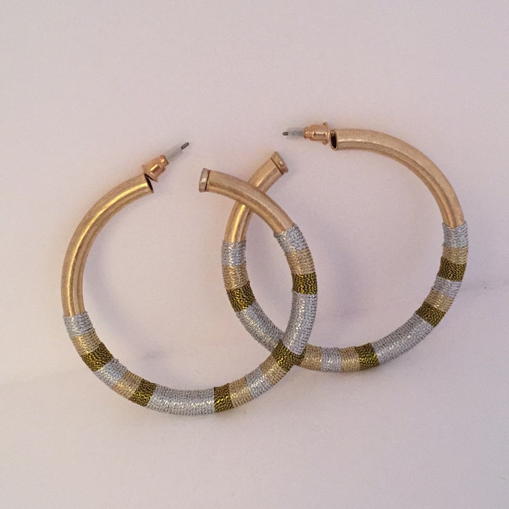 Multi-Metallic Gold Distressed Hoop Earrings